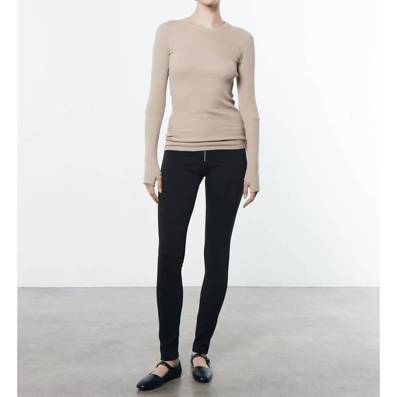 NEW ENZA COSTA cuffed long sleeves crew top in clay - Picture 1 of 3